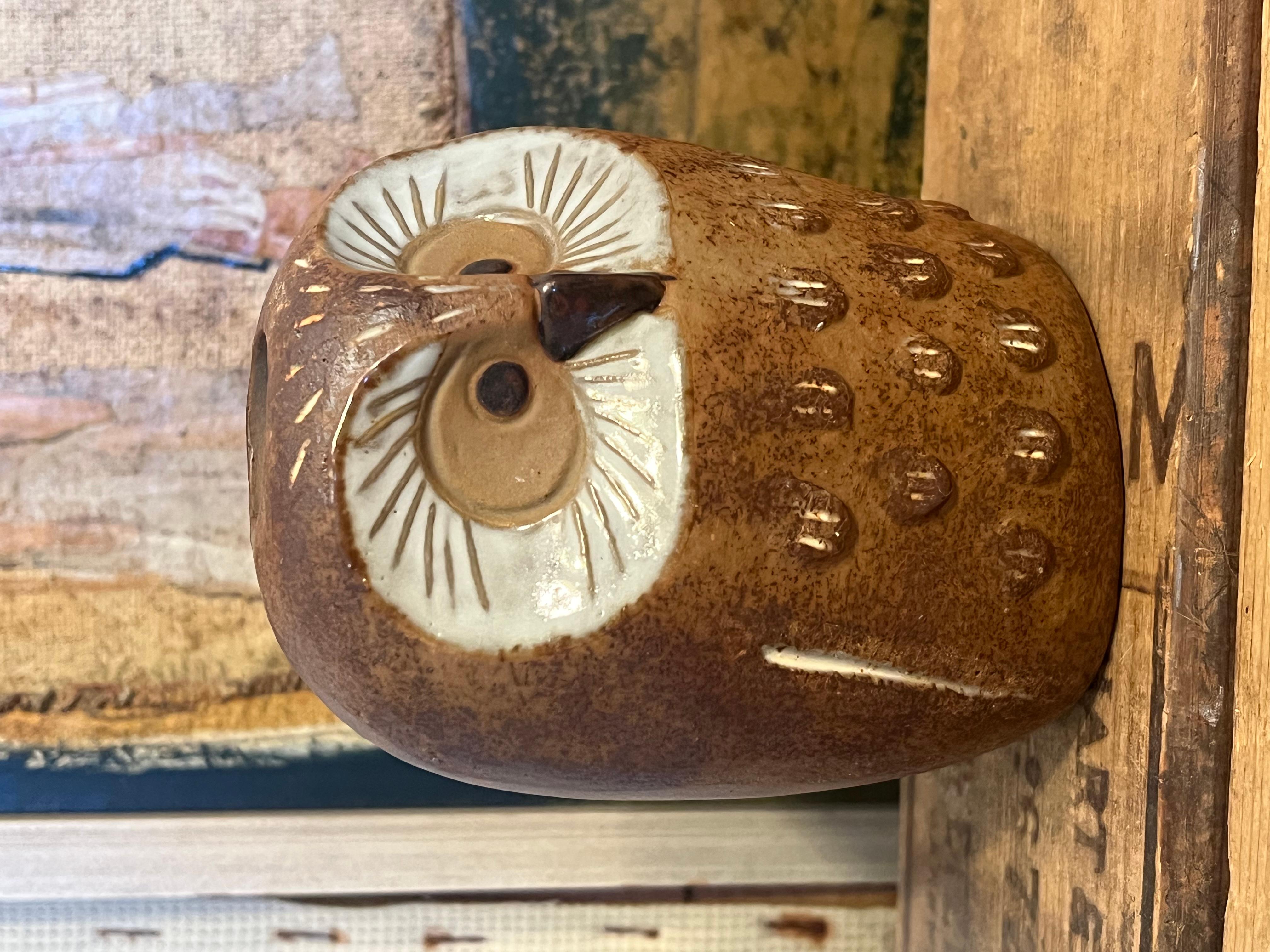 Gestempelte Vintage Mid-Century Modern Eule-Skulptur und dekorativer Kerzenhalter, Vintage (Moderne der Mitte des Jahrhunderts)