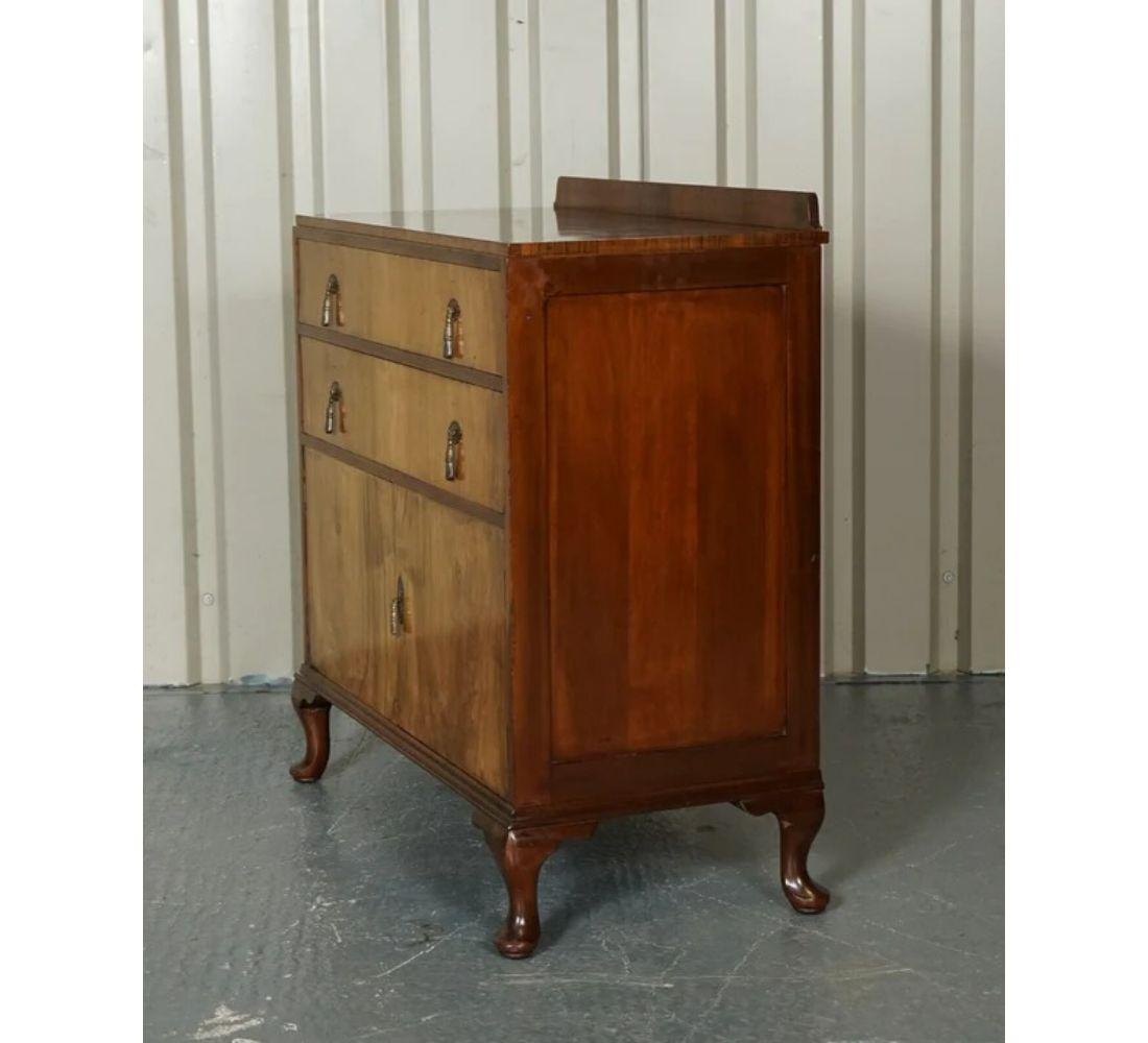 British Stamped Waring & Gillow Ltd Walnut Chest of Drawers Sideboard, circa 1930s  For Sale