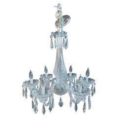 Stamped "Waterford" Six-Light Art Deco Style Crystal Chandelier