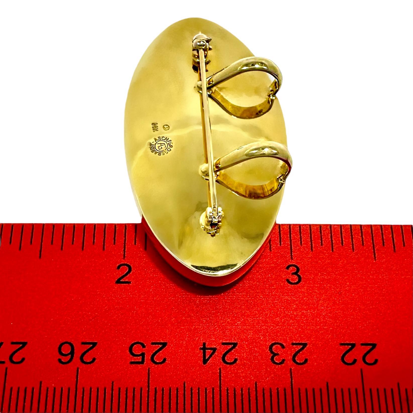 Ciondolo/spilla Stampeding Horses in oro 14K e pietre intarsiate di Asch Grosbardt in vendita 1