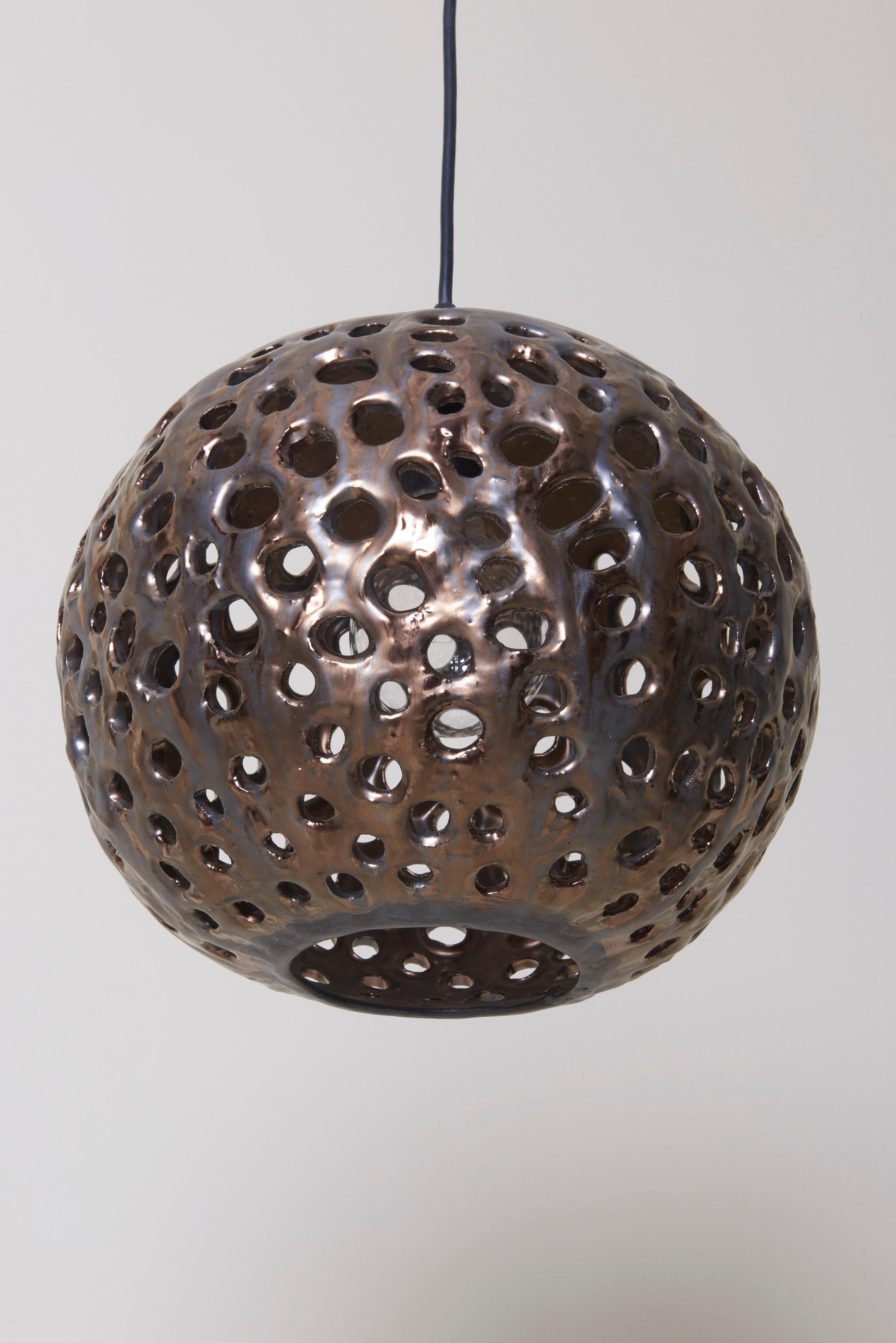 Mid-Century Modern Stan Bitters Ball Lamp in Spray Metal, USA, 2017 For Sale