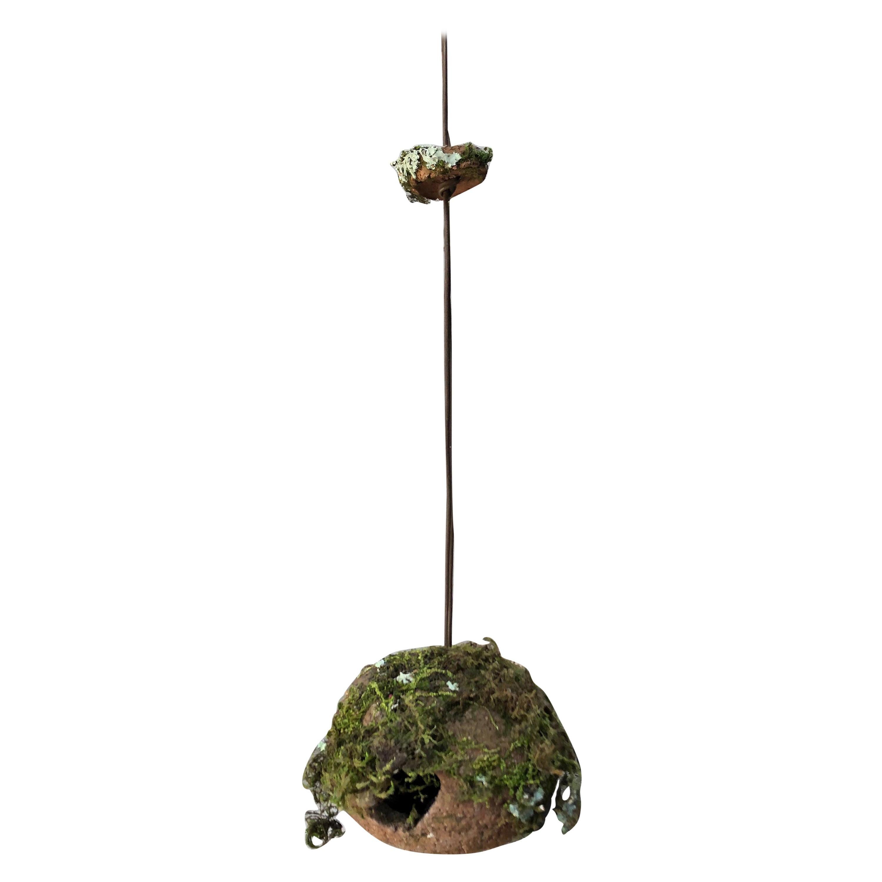 Stan Bitters California Modern Stoneware Birdhouse with Natural Grown Moss