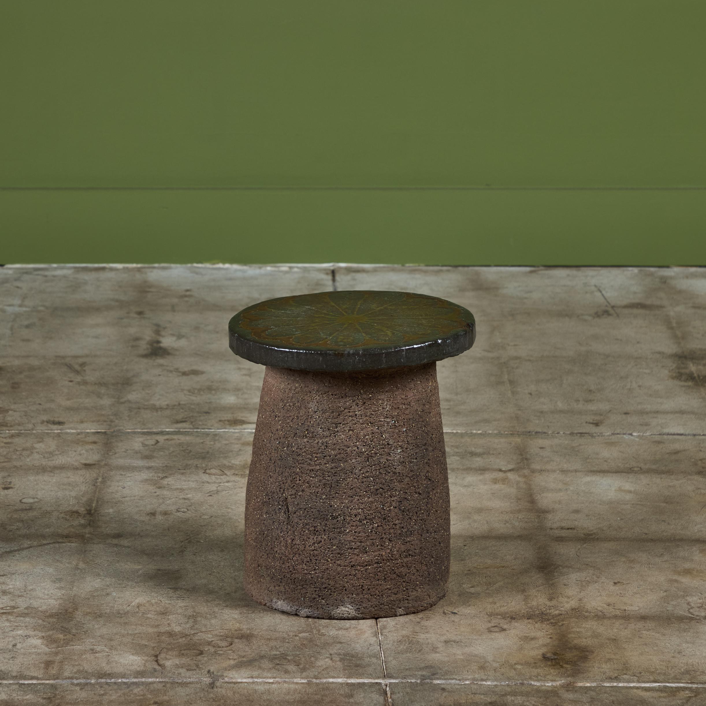 Mid-Century Modern Stan Bitters Ceramic Mushroom Stool or Side Table