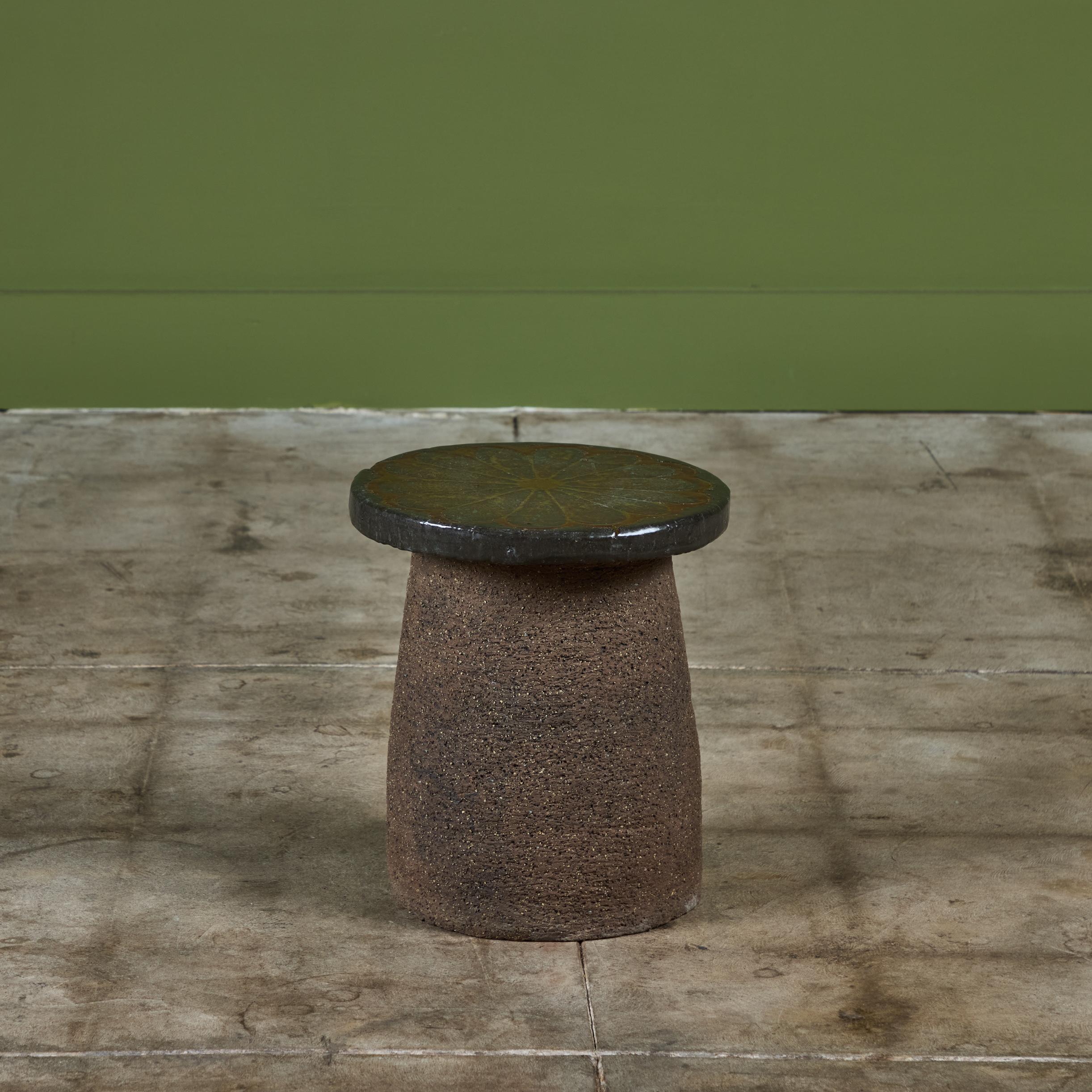 Stan Bitters Ceramic Mushroom Stool or Side Table In Excellent Condition In Los Angeles, CA