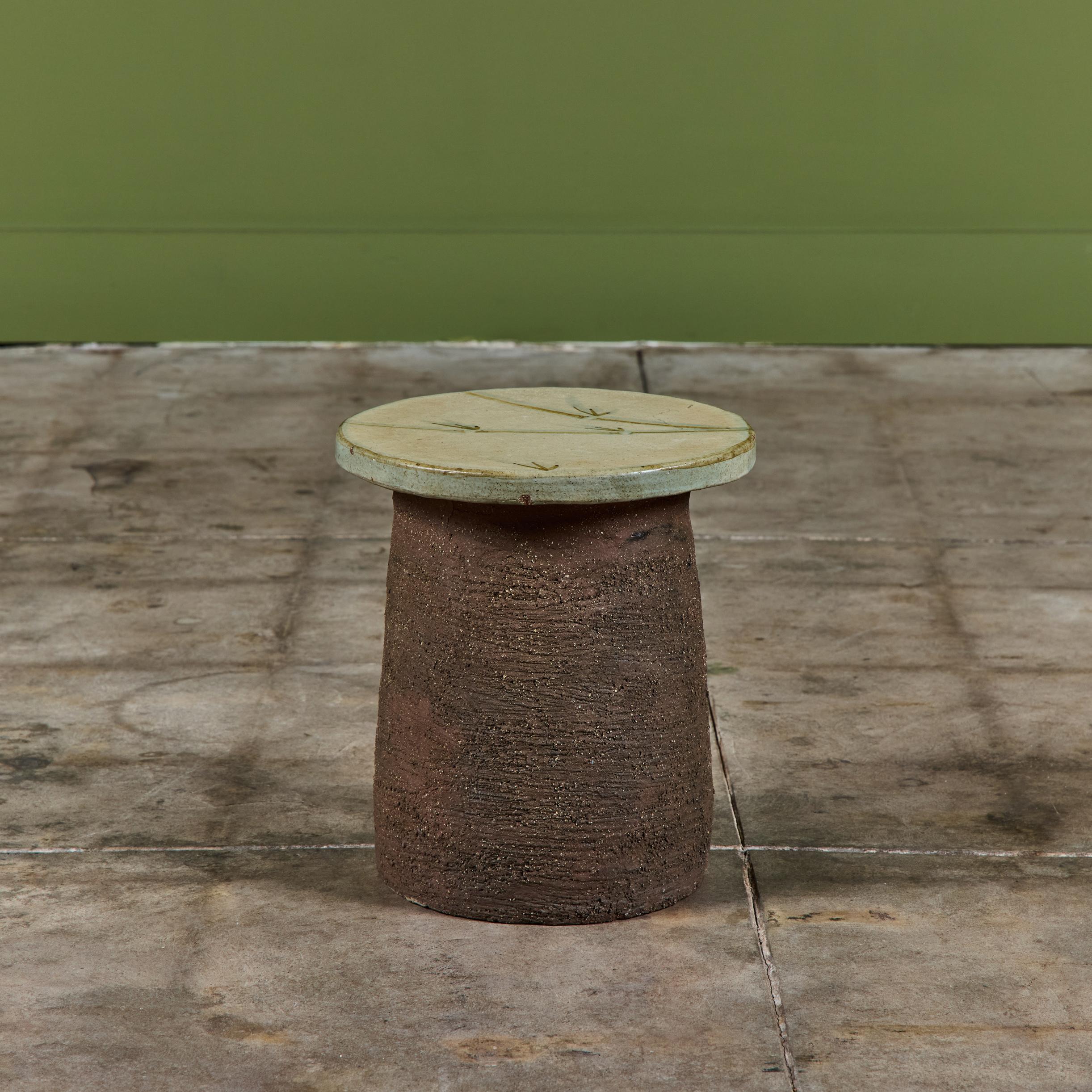 Americano Sgabello o tavolino a fungo in ceramica di Stan Bitters con smalto Adolf Odorfer in vendita