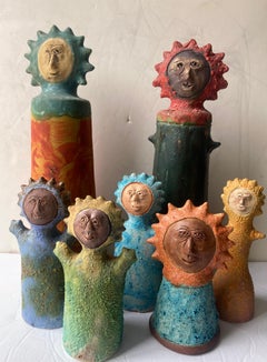 Stan Bitters, Collection of 7 Sun People Ceramic/Pottery Sculptures