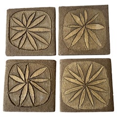 Stan Bitters Hans Sumph Ceramic Clay Sgraffito Lot of Four Tiles
