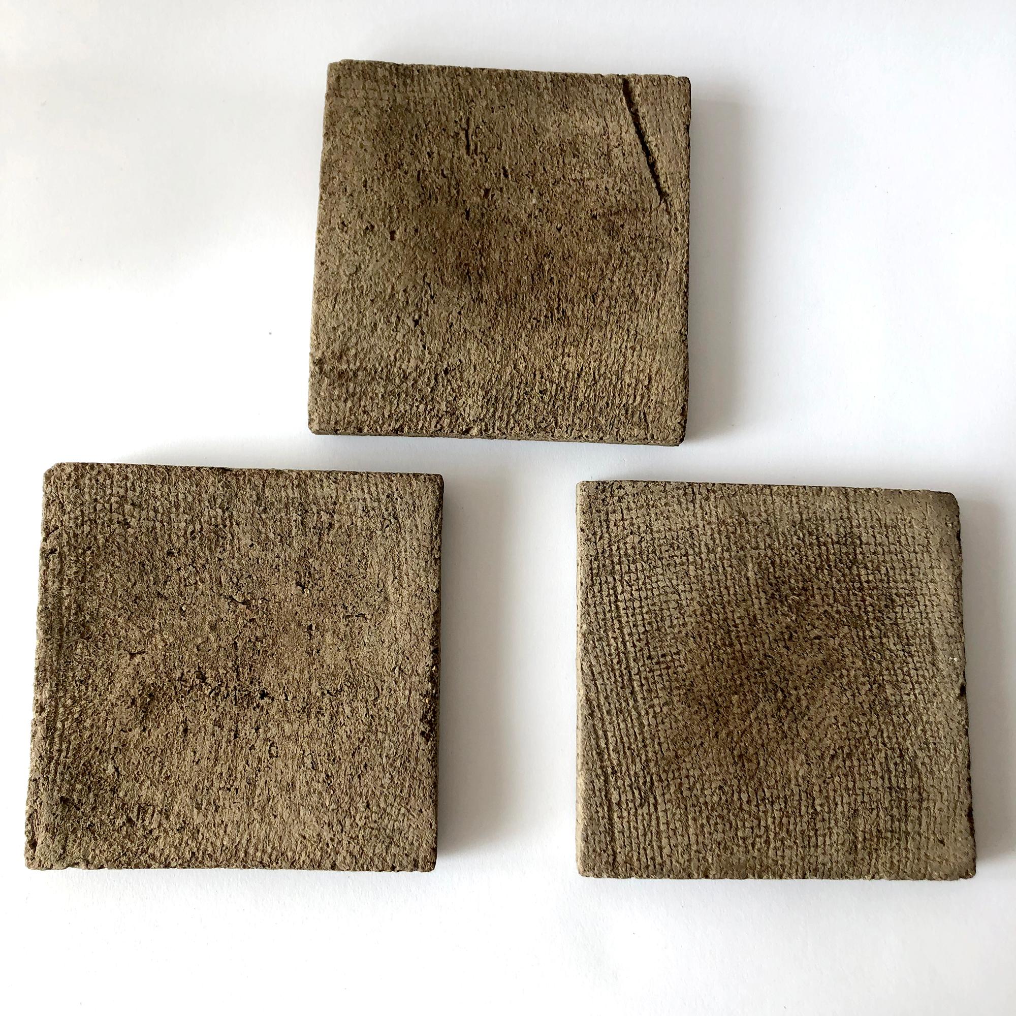 Stan Bitters Hans Sumph Ceramic Clay Sgraffito Tiles Trio For Sale at