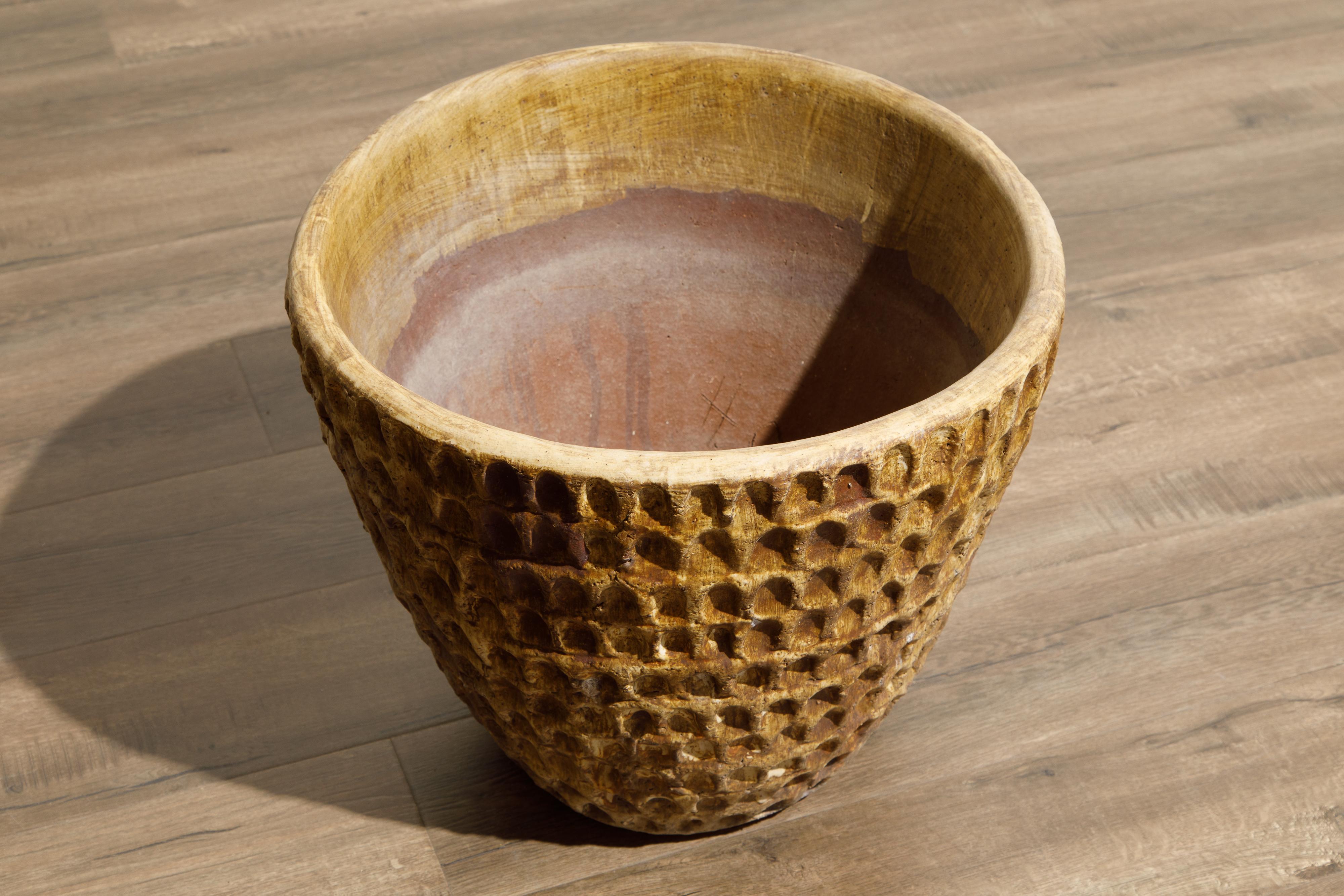 Stan Bitters Large Glazed Ceramic Clay 'Thumb Pot' Planter, Signed, c. 1970 5