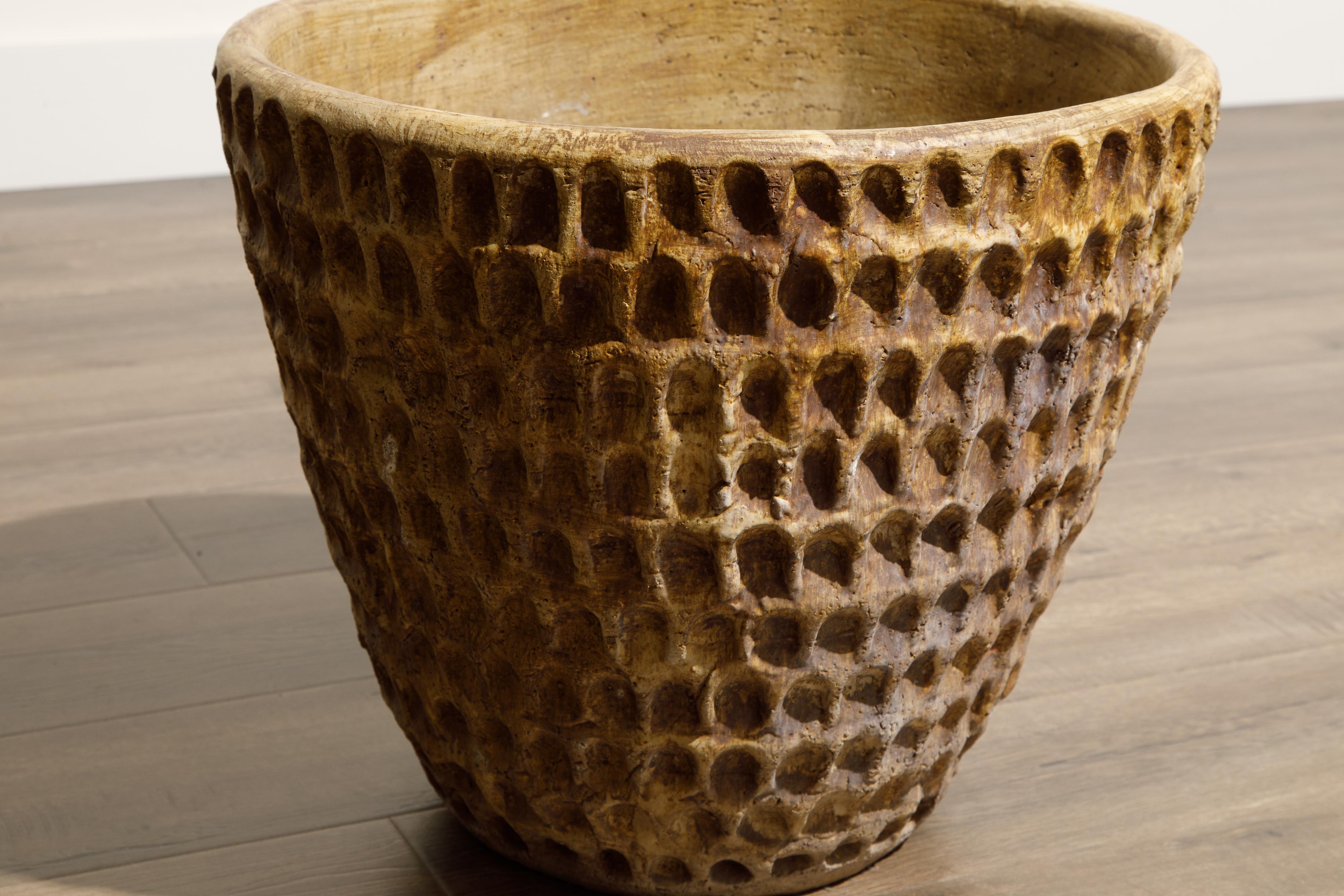 Stan Bitters Large Glazed Ceramic Clay 'Thumb Pot' Planter, Signed, c. 1970 7