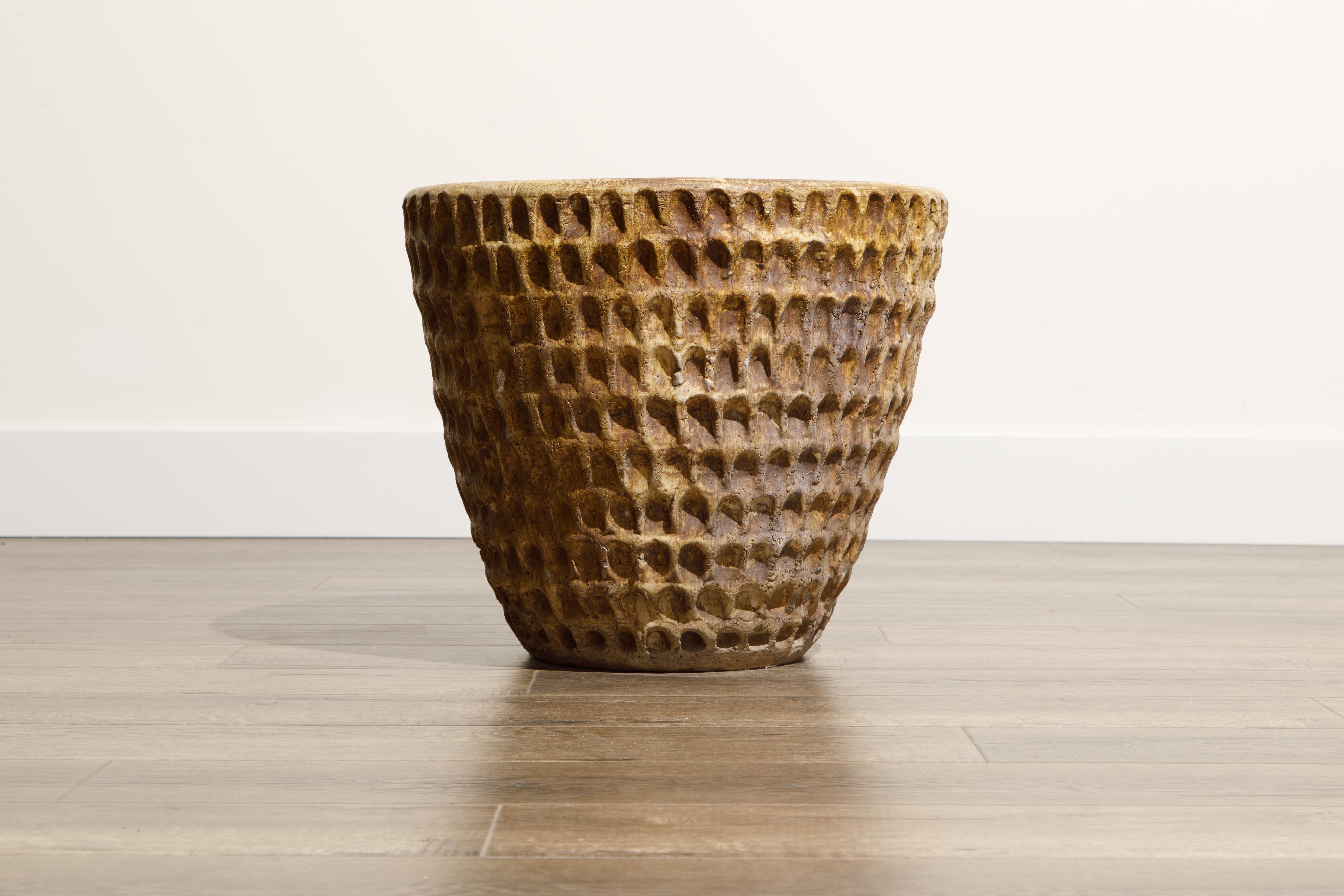 Late 20th Century Stan Bitters Large Glazed Ceramic Clay 'Thumb Pot' Planter, Signed, c. 1970