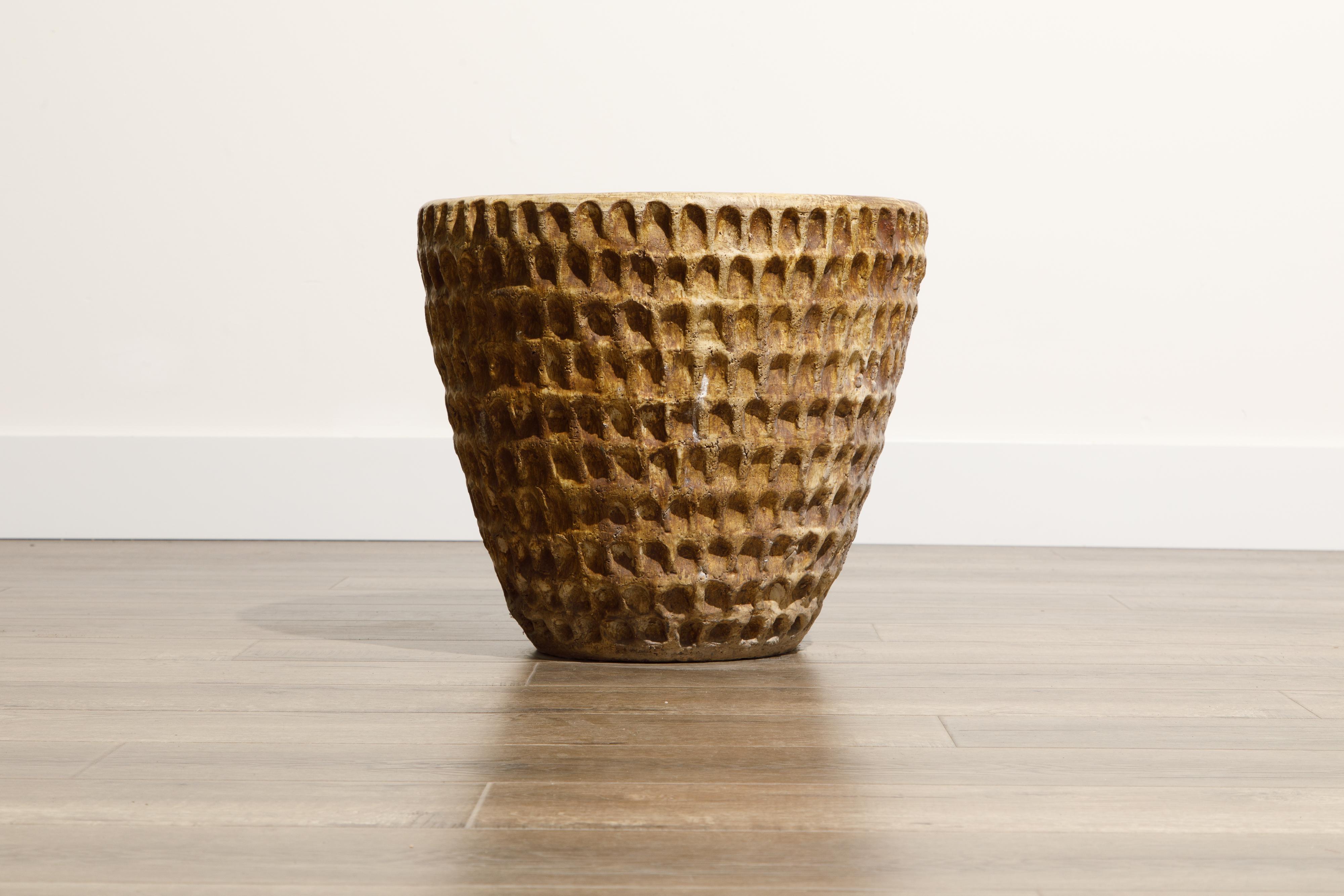 Stan Bitters Large Glazed Ceramic Clay 'Thumb Pot' Planter, Signed, c. 1970 1