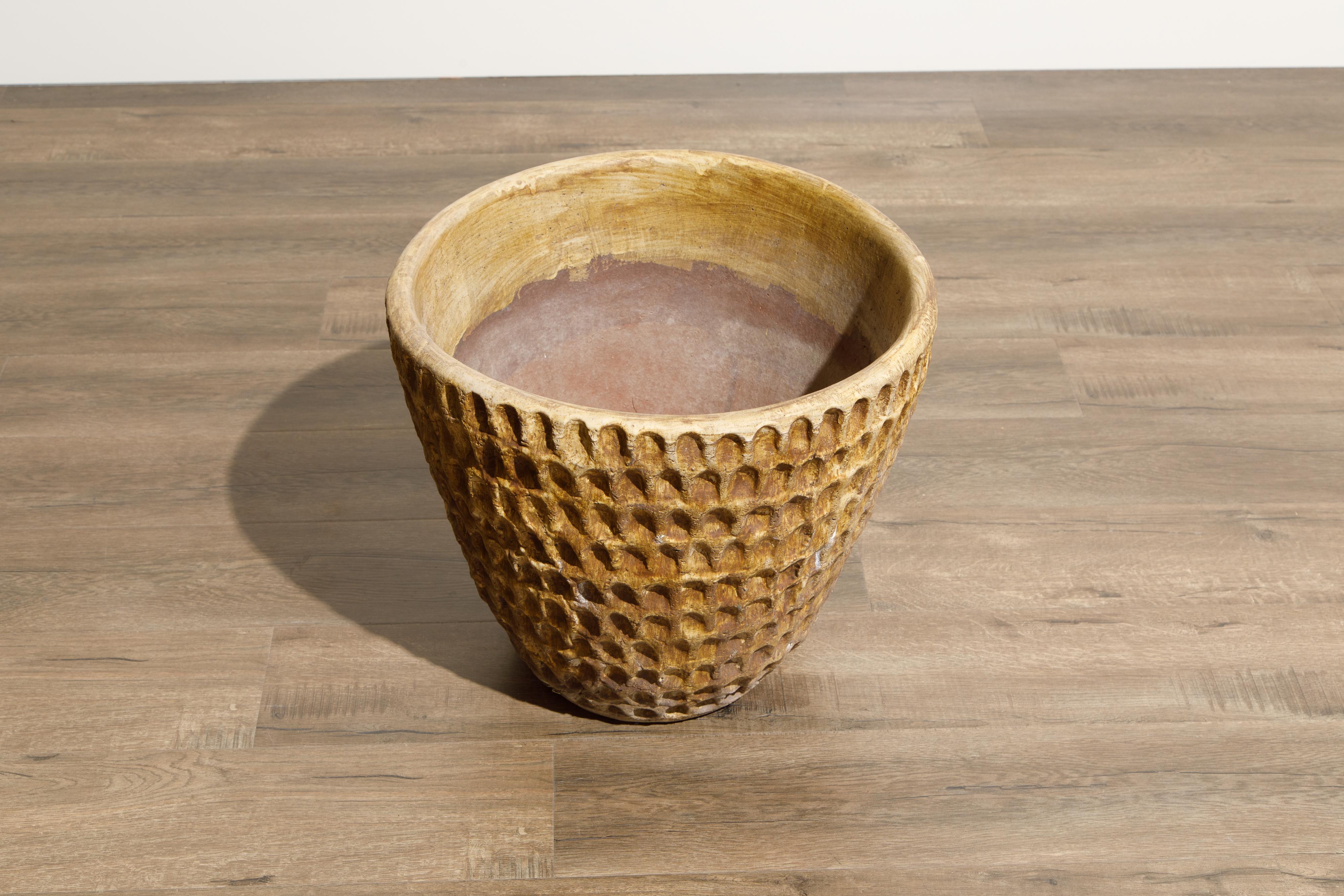Stan Bitters Large Glazed Ceramic Clay 'Thumb Pot' Planter, Signed, c. 1970 2