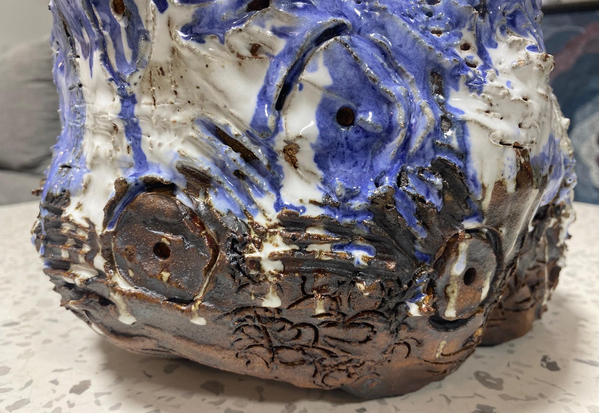 American Stan Bitters Signed Large Mid-Century Modern California Pottery Sculpture Bowl