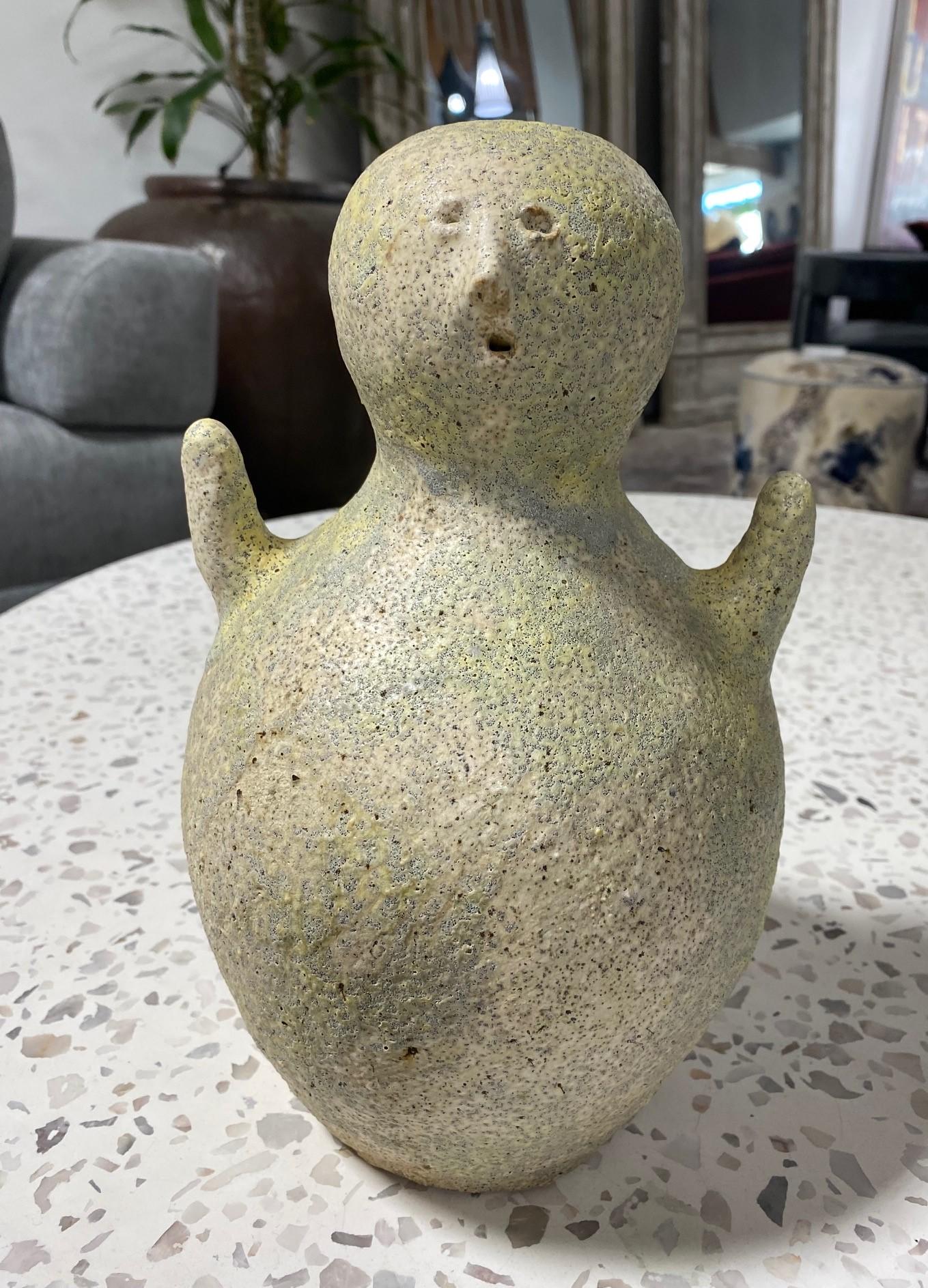 American Stan Bitters Signed Large Mid-Century Modern Ceramic Pottery Haniwa Sculpture For Sale