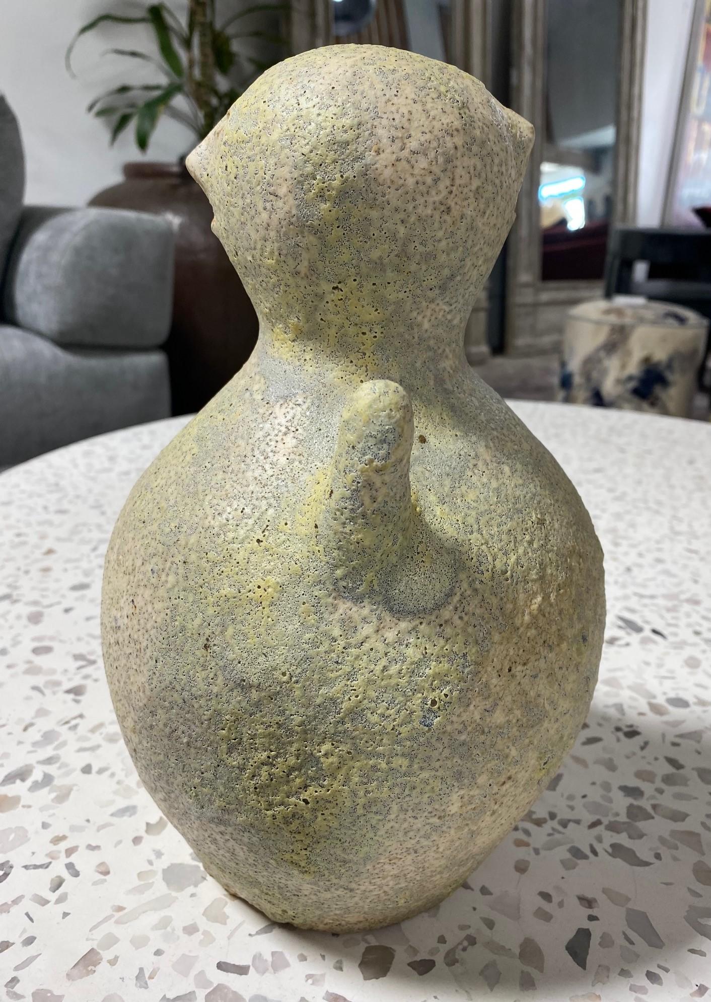 Stan Bitters Signed Large Mid-Century Modern Ceramic Pottery Haniwa Sculpture In Good Condition For Sale In Studio City, CA