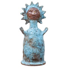 Stan Bitters "Sun People" Glazed Turquoise Ceramic Sculpture