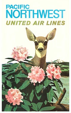 Original Stan Galli "Pacific Northwest" United Air Lines Vintage Poster