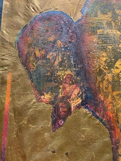 Stan Natchez (Shoshone/Paiute, b.1954) Buffalo against gold