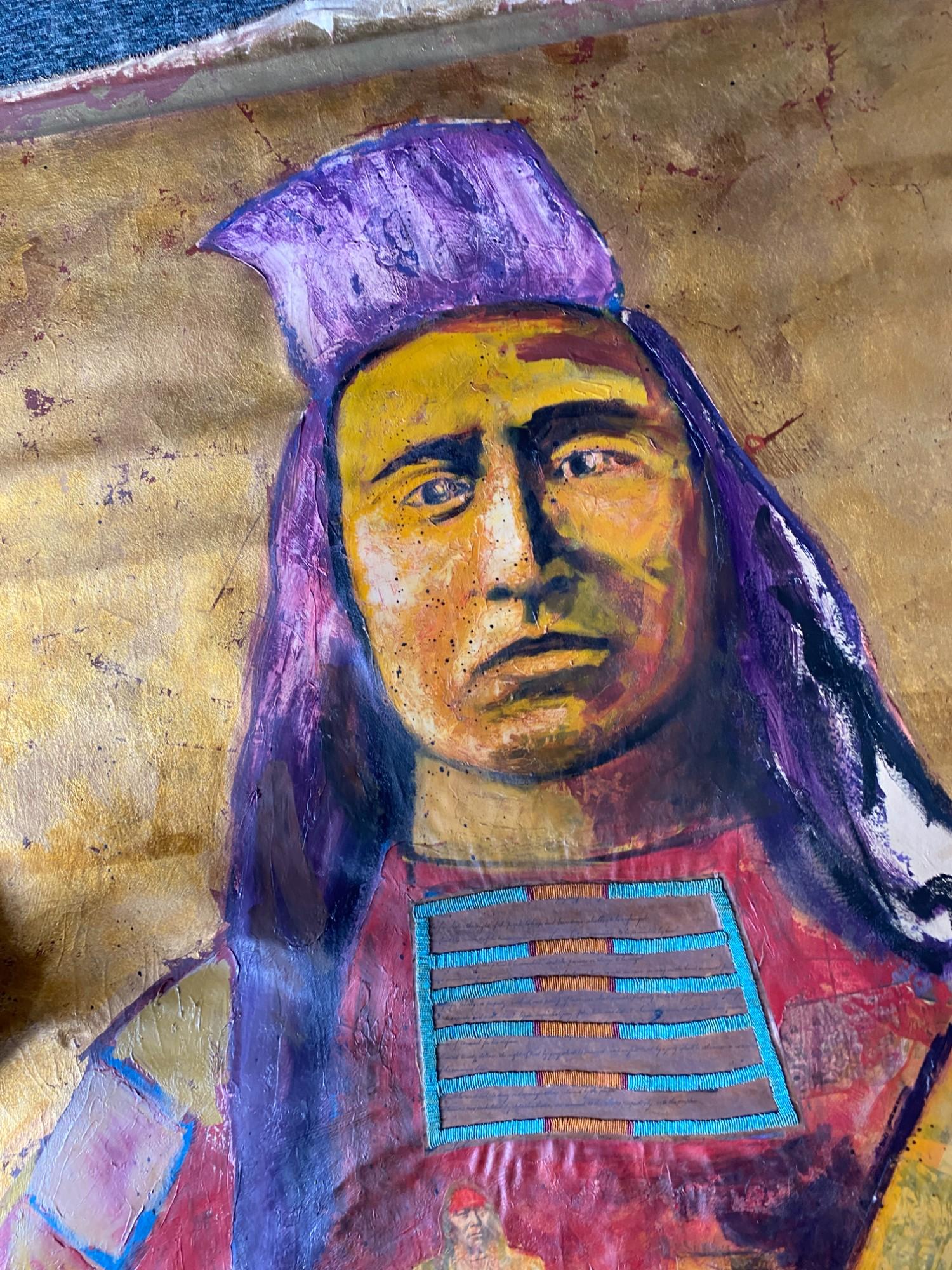 American Stan Natchez (Shoshone/Paiute, b.1954) Crow on gold For Sale