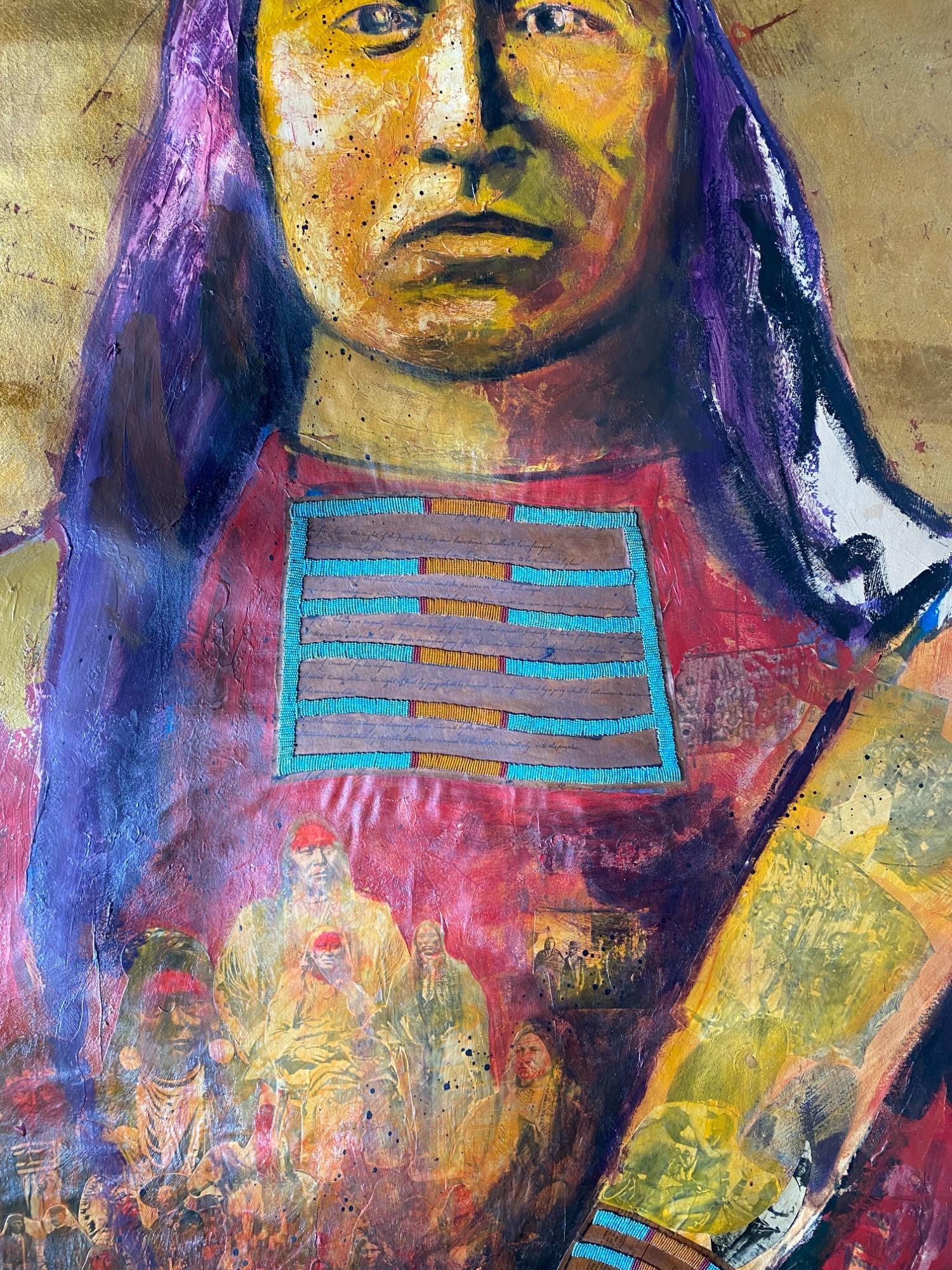 Stan Natchez (Shoshone/Paiute, b.1954) Crow on gold In Good Condition For Sale In Henley-on-Thames, Oxfordshire