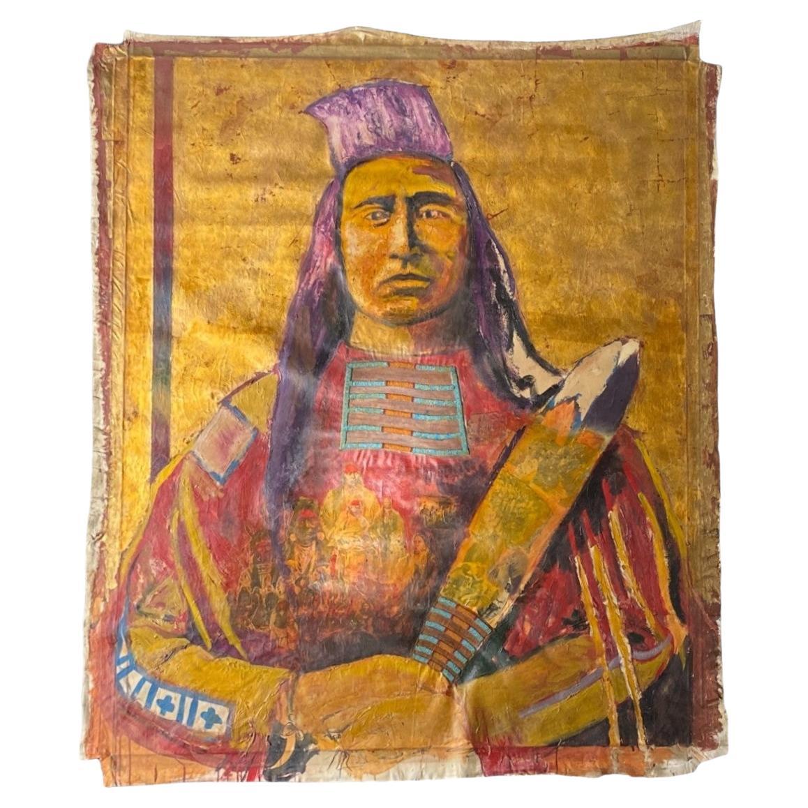 Stan Natchez (Shoshone/Paiute, b.1954) Crow on gold For Sale