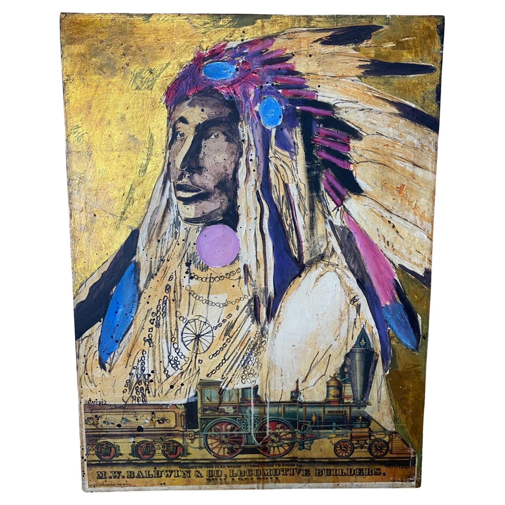 Stan Natchez (Shoshone/Paiute, n.1954) Navajo y un tren