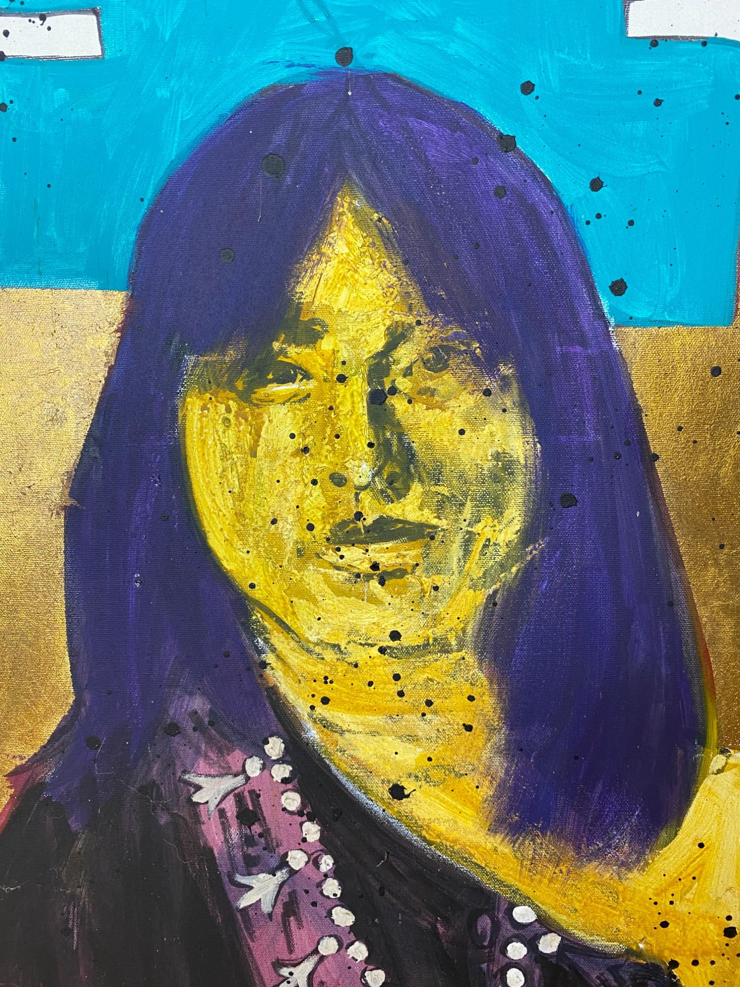 Stan Natchez (Schoschone/Paiute, geb. 1954)
Navajo Mädchen auf Gold
Gemischte Medien auf Leinwand
Unterzeichnet
102cm x 76cm

Provenienz:
Eigentum aus einer privaten Collection, Berkshire
Sie stammt aus einem Dekorationsvorschlag für ein Londoner