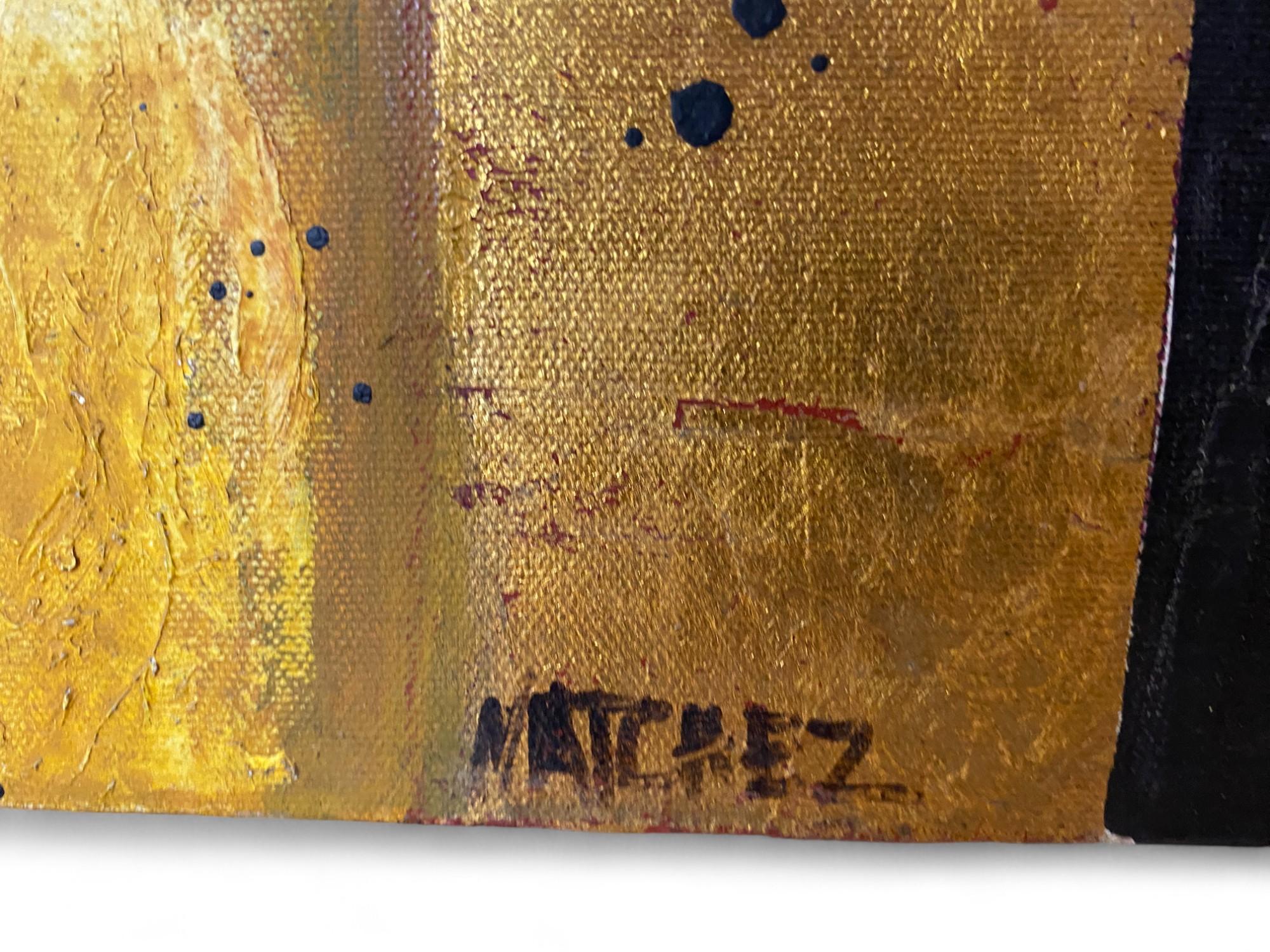 Stan Natchez (Shoshone/Paiute, geb. 1954) Navajo-Girl auf Gold (Gemalt) im Angebot