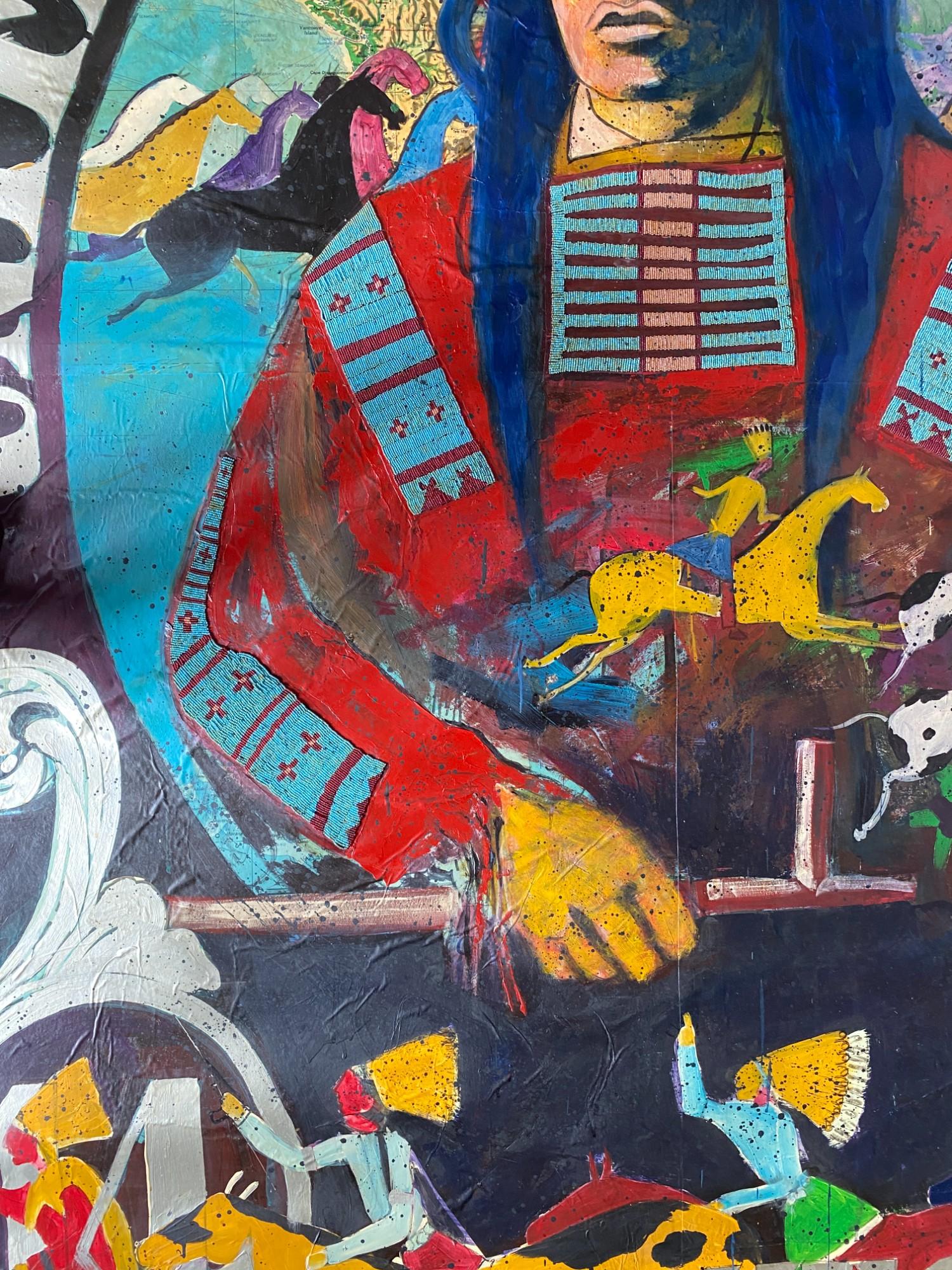 Paint Stan Natchez (Shoshone/Paiute, b.1954) Navajo with a tomahawk on a USA postal st For Sale