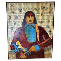 Stan Natchez (Shoshone/Paiute, nato nel 1954) Navajo con Uccelli contro una banconota da un dollaro