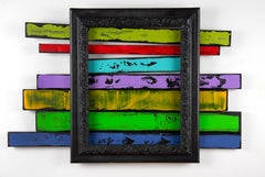 "The Bigger Picture", abstract sculpture, found frame, wood, paint, geometry