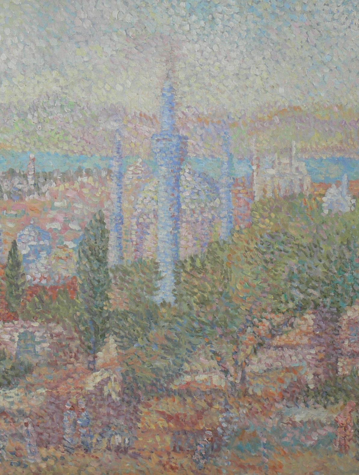 Peinture à l'huile sur toile « Une vue sur Istanbul », Stan Reszka, 1951 en vente 2