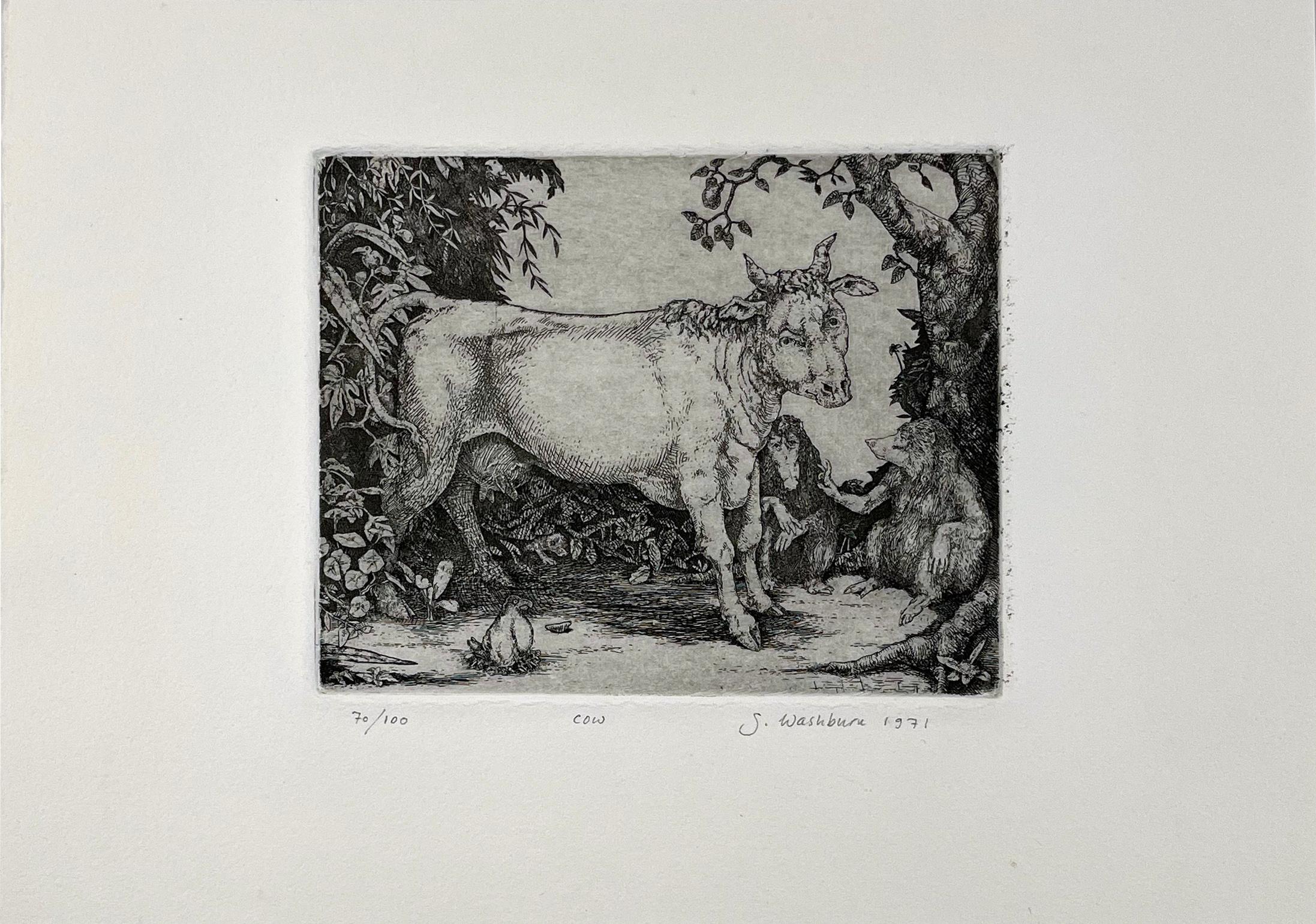 La vaca, aguafuerte de Stan Washburn en venta 1