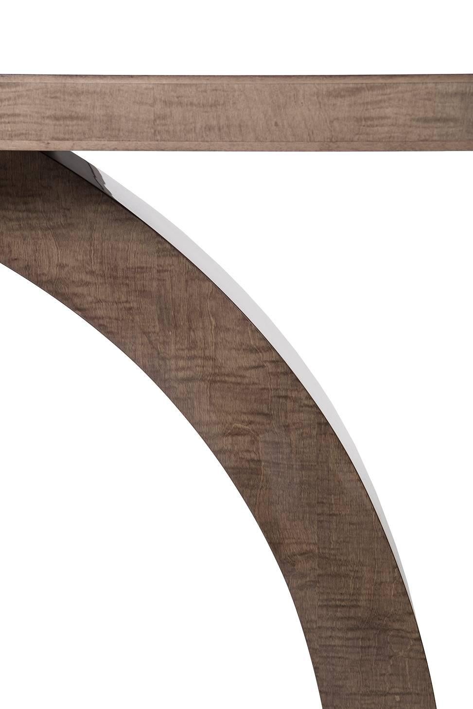 British Davidson's Modern, Stanbury Console Table, Sycamore Dusk Wood and Polished Brass