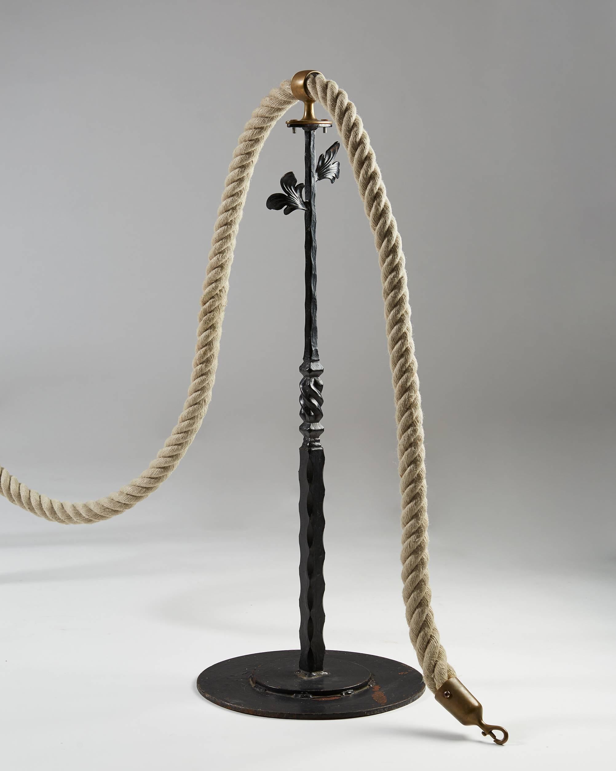 Swedish Stanchions with Rope, Anonymous, Sweden, 1900s, Brass, Gate, Room Seperator For Sale