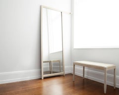 Modern  Bleached White Oak Stand Mirror with Hook by Hachi Collections