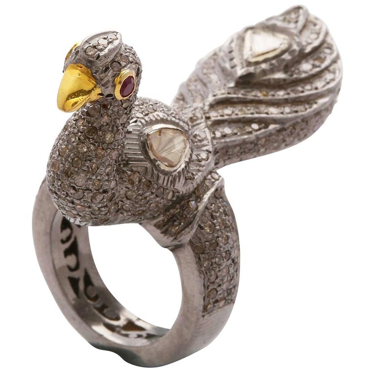 Stand Proud Diamond Peacock Ring at 1stDibs