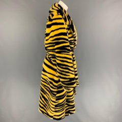 STAND STUDIO AW 20 Size M Yellow Black Zebra Print Faux Fur Crystal Coat