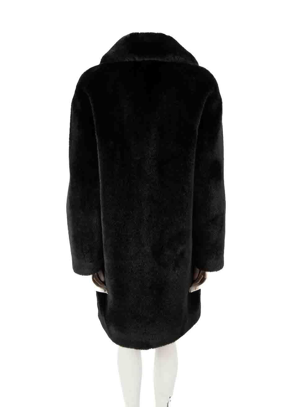Stand Studio Black Faux Fur Camille Cocoon Coat Size XXXS In Excellent Condition For Sale In London, GB