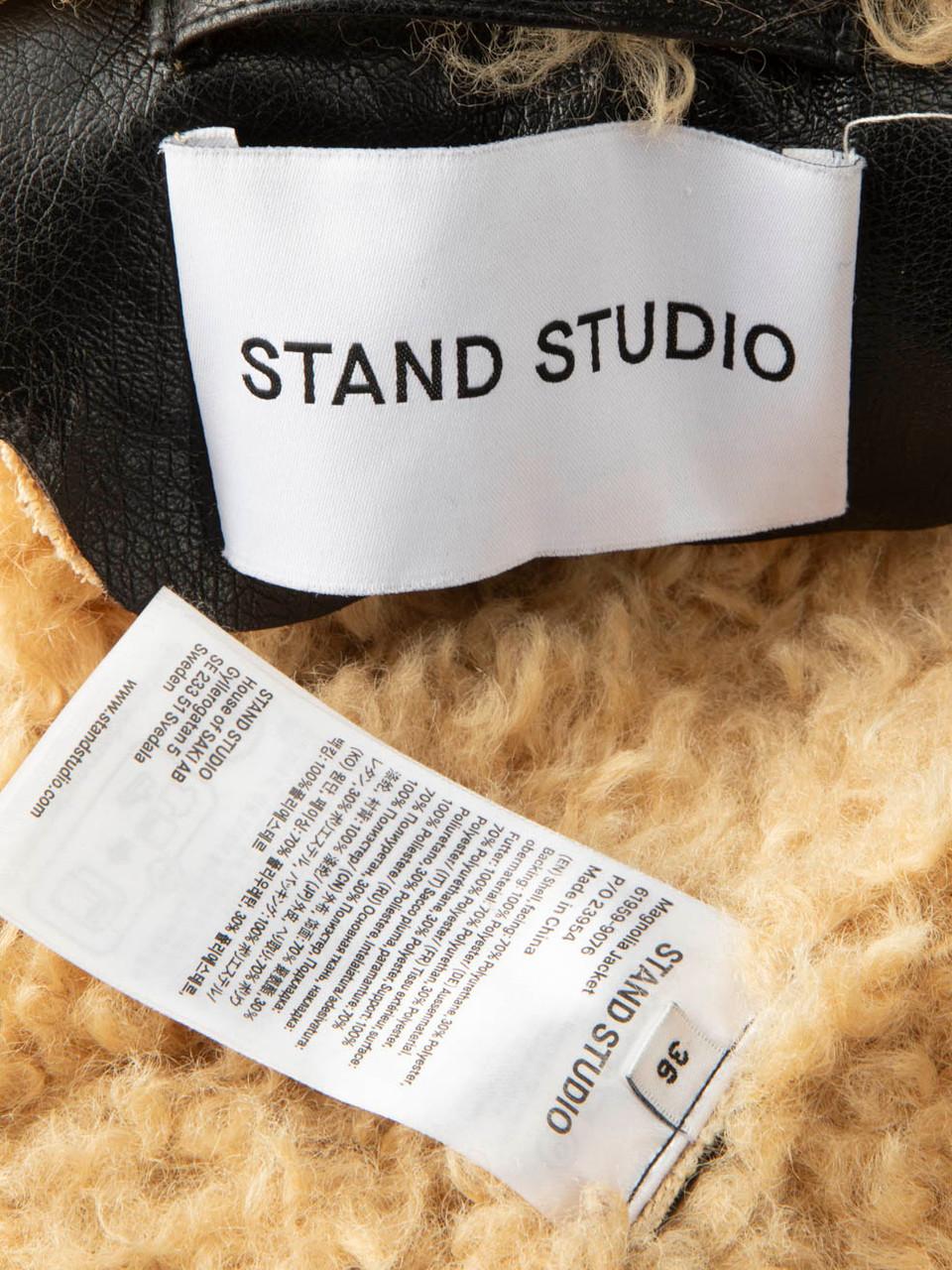 Stand Studio A Manteau surdimensionné en cuir végétal noir Taille S Pour femmes en vente