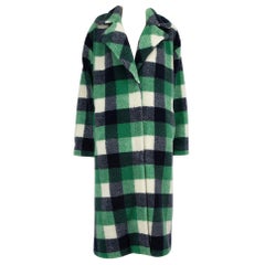 Stand Studio Checked Long Faux Shearling Coat Size S