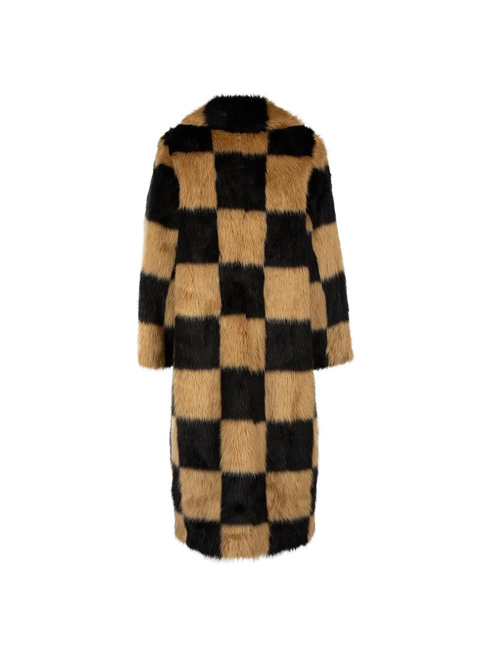 Stand Studio Faux Fur Check Print Langer Mantel Größe M im Zustand „Hervorragend“ in London, GB