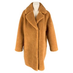 STAND STUDIO Notch Lapel Size L Tan Textured Faux Fur Coat