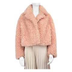 Stand Studio Pink Faux Fur Cropped Janet Jacket Size L