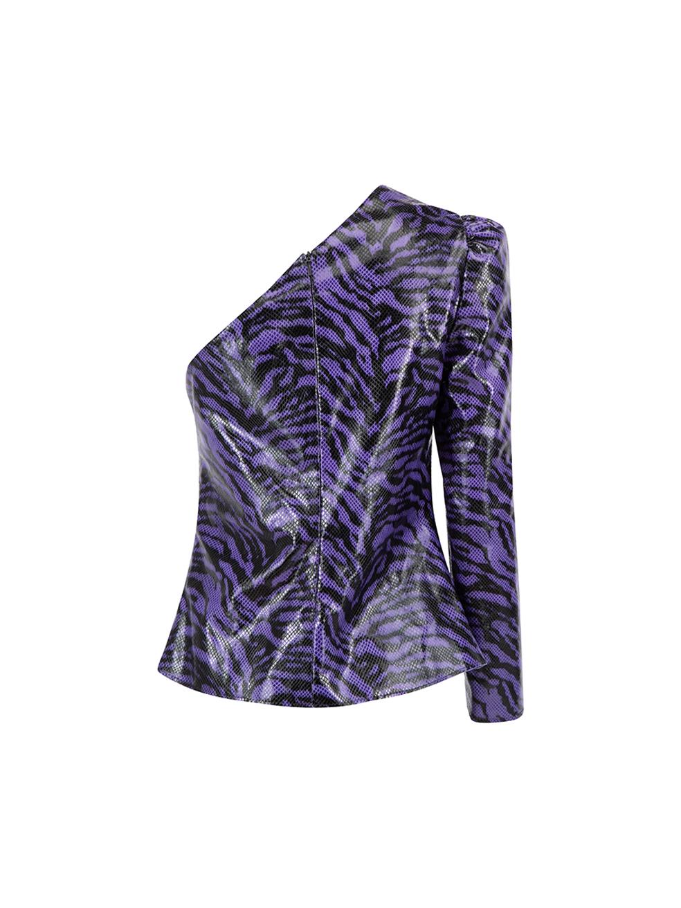 Stand Studio Top de un hombro con estampado de cebra morado Talla M Púrpura en venta