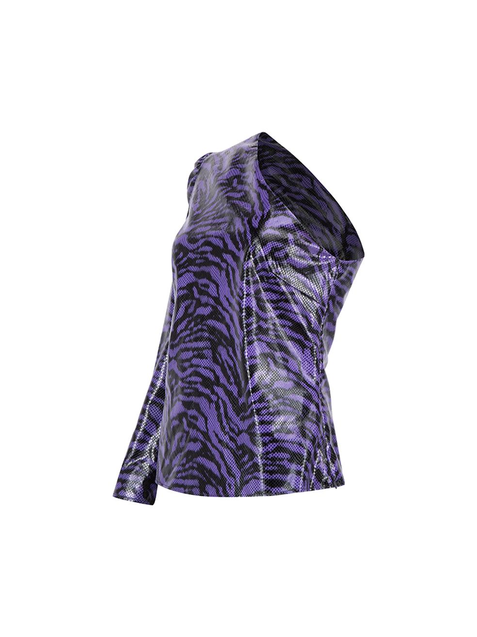 Stand Studio Top de un hombro con estampado de cebra morado Talla M en Nuevo estado para la venta en London, GB
