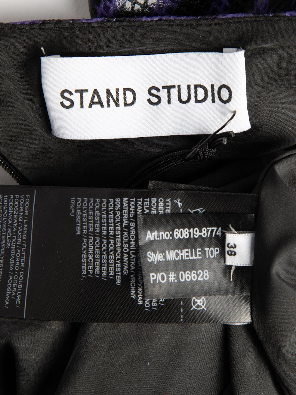 De las mujeres Stand Studio Top de un hombro con estampado de cebra morado Talla M en venta