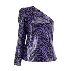 Stand Studio Top de un hombro con estampado de cebra morado Talla M
