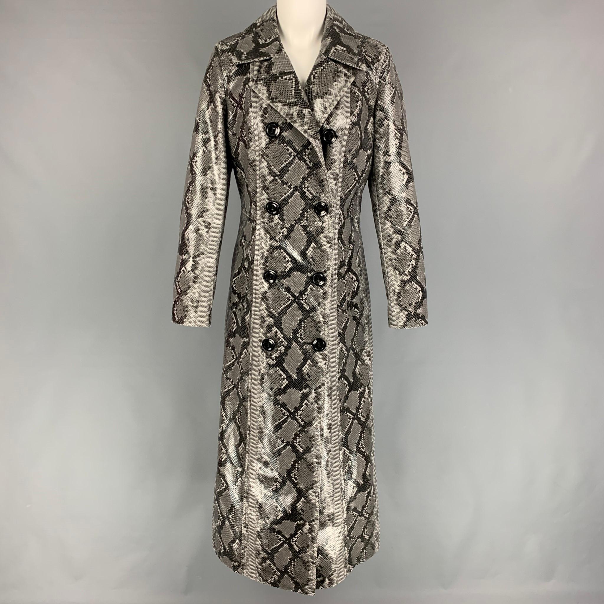 STAND STUDIO Size M Grey Black Polyester Blend Snake Skin Print Notch Lapel Coat